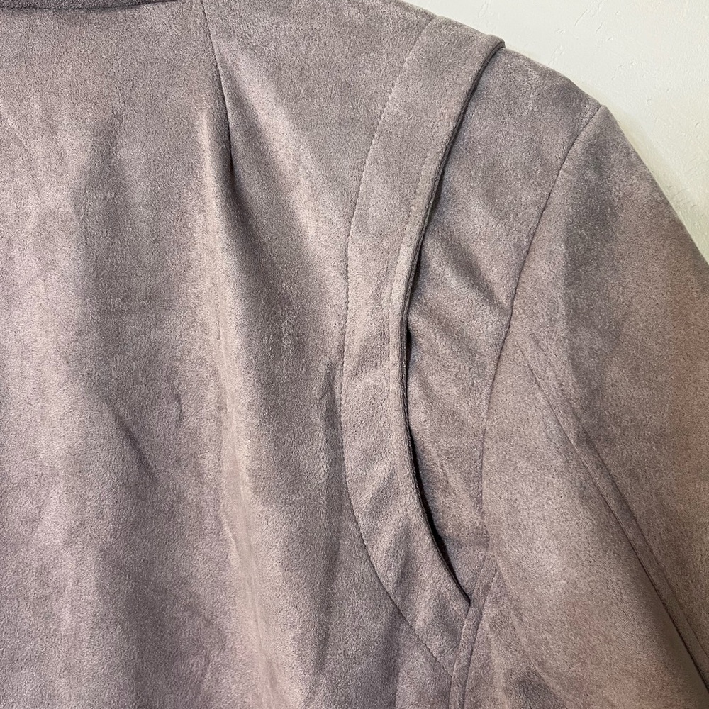 Women's Stylish Gray Faux Leather Jacket Large - Picture 5 of 6